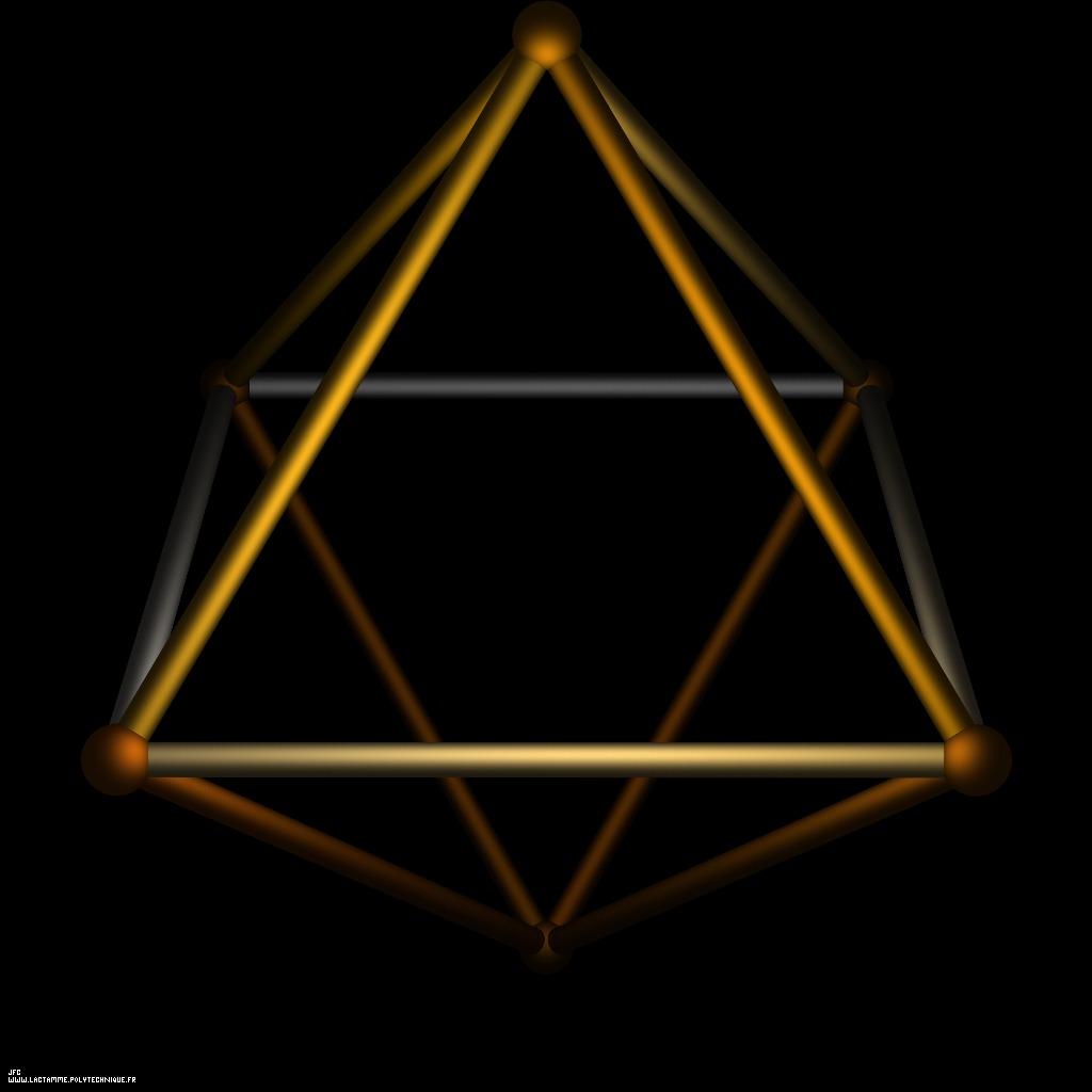 The regular Octahedron, one of the 5 Platonic Solids [Le octa&egrave;dre r&eacute;gulier, l'un des 5 solides platoniciens ]