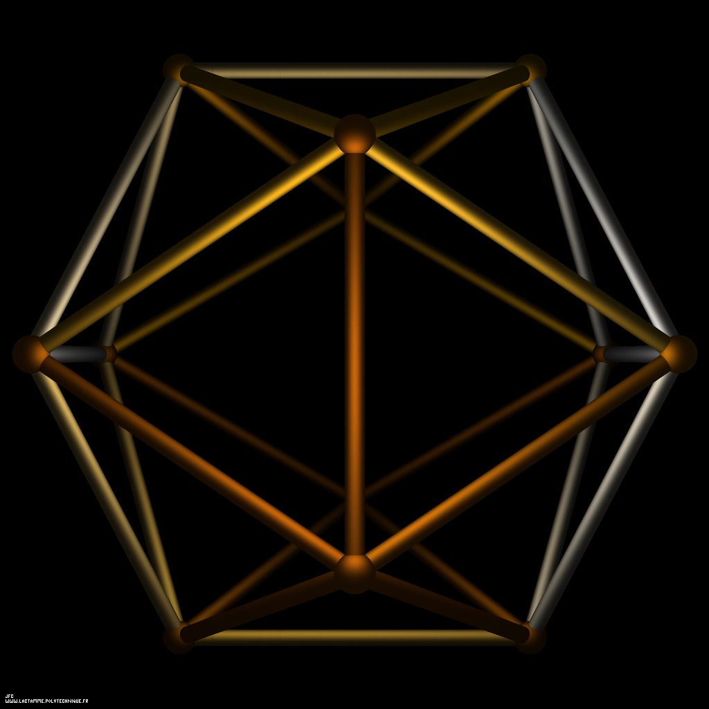 The regular Icosahedron, one of the 5 Platonic Solids [L'icosa&egrave;dre r&eacute;gulier, l'un des 5 solides platoniciens ]