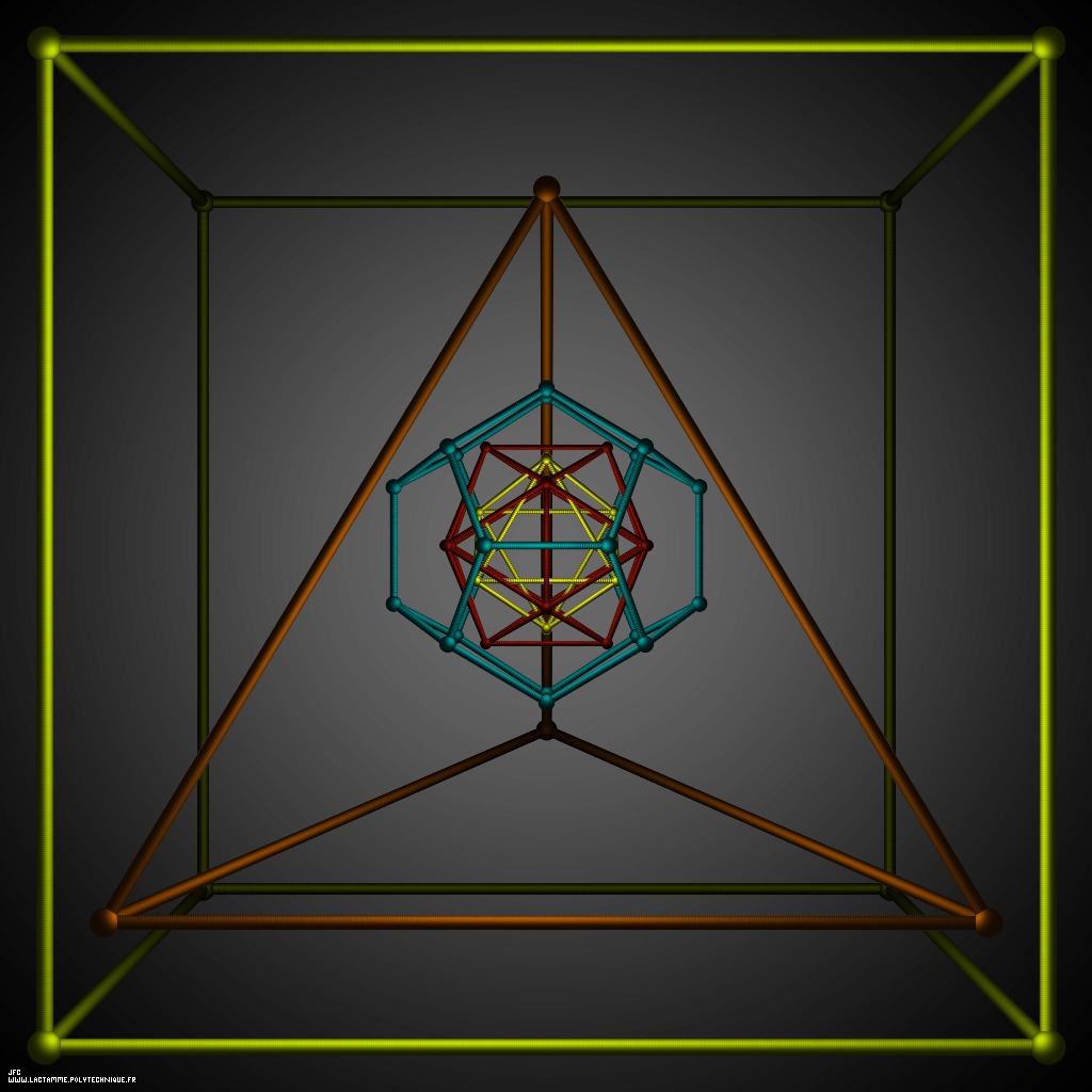 Kepler attempt to associate each of the six known planets with one of the Platonic solids [La tentative de K&eacute;pler d'associer chacune des six plan&egrave;tes alors connues &agrave; l'un des solides platoniciens ]